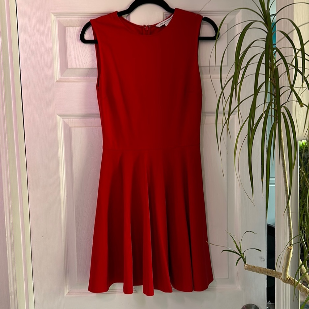 DVF red fit & flare skater dress size 2